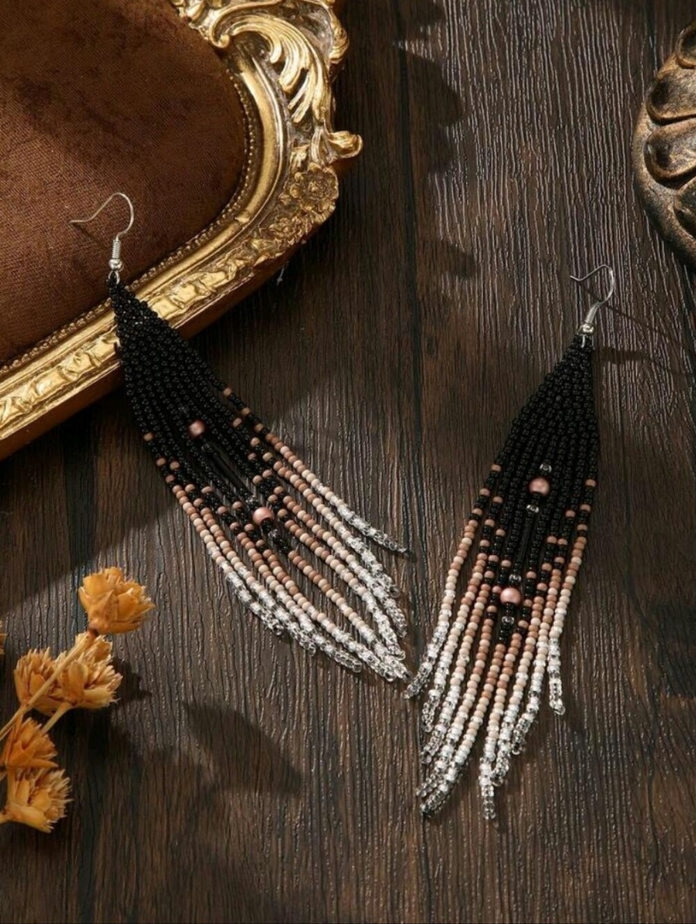 Handmade Boho Chic Beaded Earrings - Picture 3 of 4